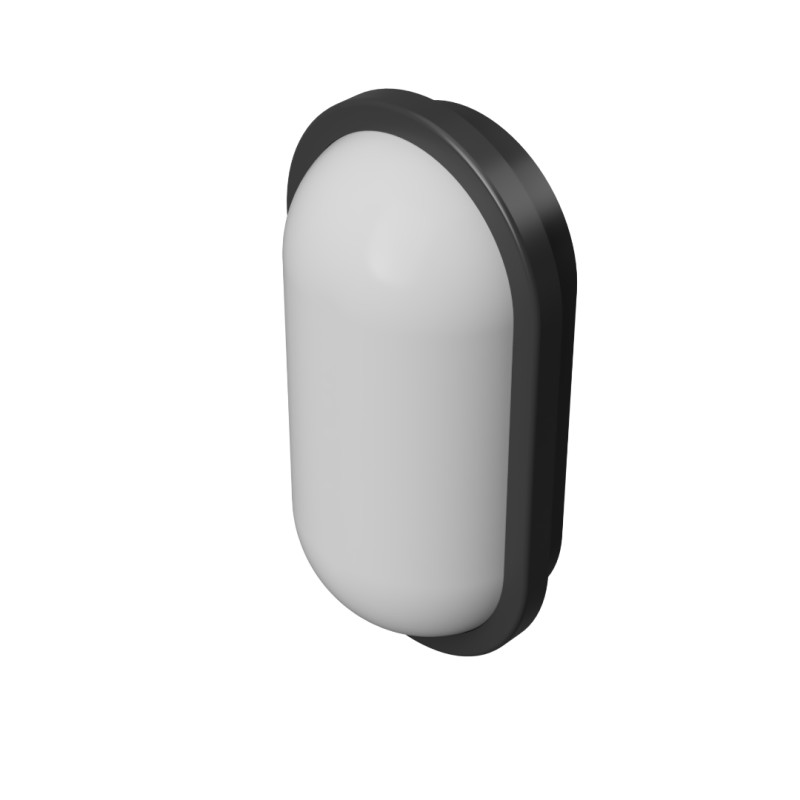 Palio ovale 15w - PLAFONE IN TERMOPLASTICA OVALE NERO 21,5X14,5 CM SPESSORE 6,5 CM IP65 15W 3*CCT