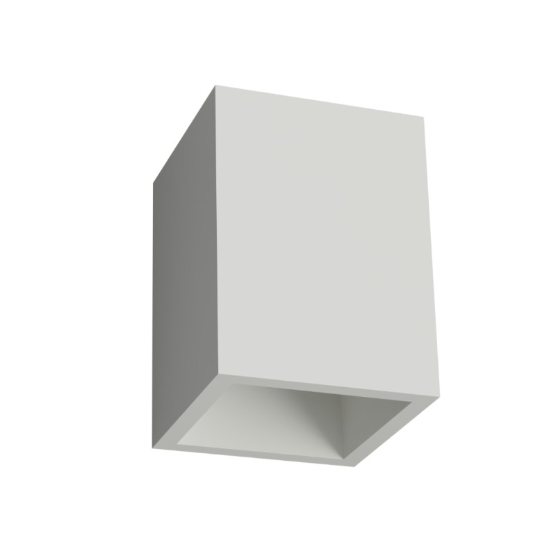PARA1 PLAFONE IN GESSO CERAMICO DALLA FORMA CUBICA 11X11 H15 COMPLETO DI PORTA LAMPADA GX53