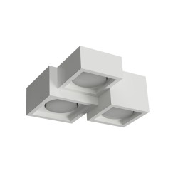 PLAFONE IN GESSO CERAMICO CON LINEA SQUADRATA 24X24 H9,5 COMPLETO DI PORTA LAMPADA 3 GX53