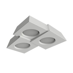 PLAFONE IN GESSO CERAMICO LINEA A TRE TRAPEZI 28X28 H5,5 COMPLETO DI PORTA LAMPADA 3 GX53