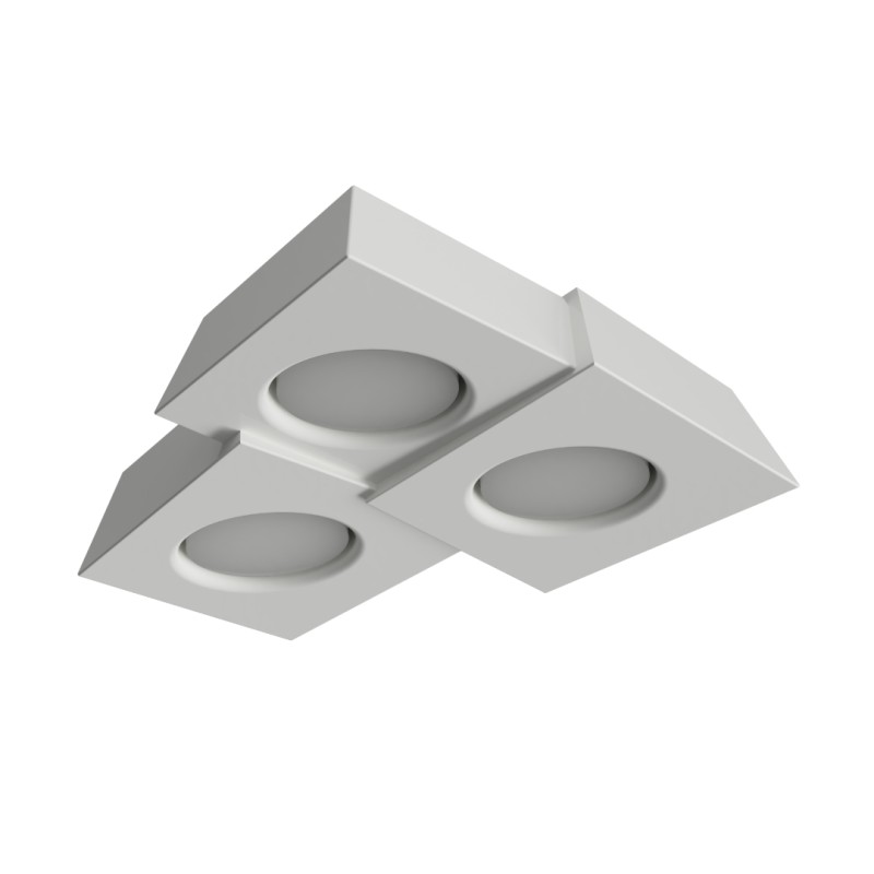 PLAFONE IN GESSO CERAMICO LINEA A TRE TRAPEZI 28X28 H5,5 COMPLETO DI PORTA LAMPADA 3 GX53