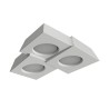 PLAFONE IN GESSO CERAMICO LINEA A TRE TRAPEZI 28X28 H5,5 COMPLETO DI PORTA LAMPADA 3 GX53
