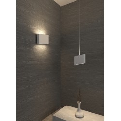 PENDENTE IN GESSO CERAMICO DALLA FORMA SQUADRATA 18,5CM X 18,3 CM SPESSORE 6,2CM ATTACCO R7S COMPLETA DI COPPA IN ALLUMINIO