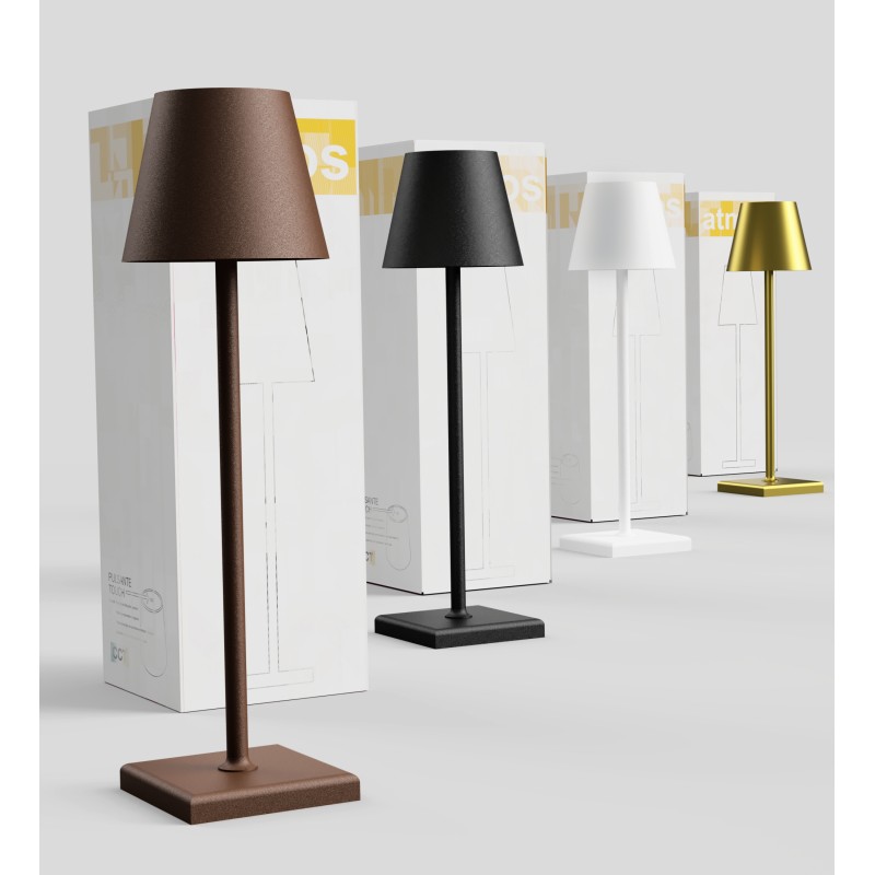 LAMPADA DA TAVOLO IN METALLO NERO IP65 10W CCT RICARICA USB DIMMERABILE