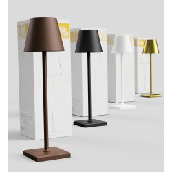 LAMPADA DA TAVOLO IN METALLO ORO IP65 10W CCT RICARICA USB DIMMERABILE
