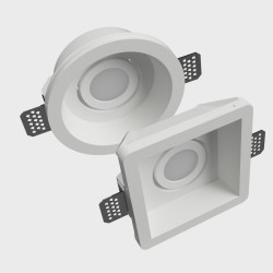PORTAFARETTO DA INCASSO QUADRATO IN GESSO CERAMICO ORIENTABILE ATTACCO GU10 COMPLETO DI PORTALAMPADE E MOLLA FERMA FARETTO 15,5