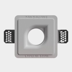 PORTAFARETTO DA INCASSO IN GESSO CERAMICO 12X12 H 8,5 CM COMLETO DI PORTA LAMPADA ANTISHOCK GU10 E MOLLA X BLOCCO BIANCA CON AL