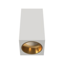 TWIN SHORT-O PLAFONE IN GESSO CERAMICO CON GHIERA ORO A FILO PER 1 GU10 COMPLETO DI PORTALAMPADE E KIT FISSAGGIO 7X7XH13 CM