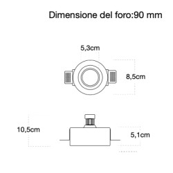 Cylinder - fartto da incasso in gesso per lampade Gu10 8,5x5cm