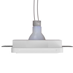 PORTAFARETTO DA INCASSO IN GESSO CERAMICO 12X12 H 8,5 CM COMPLETO DI PORTA LAMPADA ANTISHOCK GU10 E MOLLA X BLOCCO BIANCA CON A