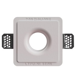 PORTAFARETTO DA INCASSO IN GESSO CERAMICO 12X12 H 8,5 CM COMPLETO DI PORTA LAMPADA ANTISHOCK GU10 E MOLLA X BLOCCO BIANCA CON A