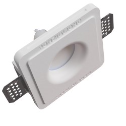 PORTAFARETTO DA INCASSO IN GESSO CERAMICO 12X12 H 8,5 CM COMPLETO DI PORTA LAMPADA ANTISHOCK GU10 E MOLLA X BLOCCO BIANCA CON A