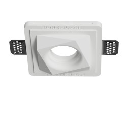PORTAFARETTO DA INCASSO IN GESSO CERAMICO 13X13 H8,5 CM COMPLETO DI PORTA FARETTO ANTISHOCK GU10 MOLLA DI BLOCCO BIANCA CON ALE