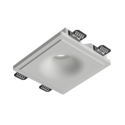 PORTAFARETTO DA INCASSO IN GESSO CERAMICO 18,5X18,5 H10,5CM COMPLETO DI PORTA LAMPADA ANTISHOCK GU10 E MOLLA X BLOCCO BIANCA CO