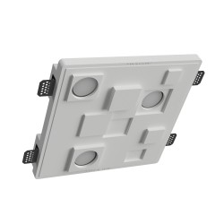 PORTAFARETTO DA INCASSO IN GESSO CERAMICO 34X34 H9 COMPLETO DI PORTA LAMPADA ANTISHOCK 3 GU10 E MOLLE DI BLOCCO BIANCA CON ALET