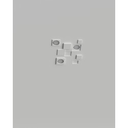 PORTAFARETTO DA INCASSO IN GESSO CERAMICO 34X34 H9 COMPLETO DI PORTA LAMPADA ANTISHOCK 3 GU10 E MOLLE DI BLOCCO BIANCA CON ALET
