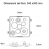 PORTAFARETTO DA INCASSO IN GESSO CERAMICO 34X34 H9 COMPLETO DI PORTA LAMPADA ANTISHOCK 3 GU10 E MOLLA X BLOCCO BIANCA CON ALETT