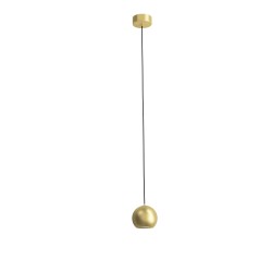 SOSPENSIONE IN METALLO A SFERA DIAMETRO 9CM ATTACCO GU10 COLORE ORO COMPLETA DI COPPA E CAVO NERO
