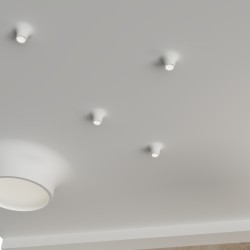 PORTAFARETTO DA INCASSO IN GESSO CERAMICO 30X30 H4,5 FORMA CILINDRICA RIVOLTA VERSO IL BASSO SPORGENZA 12,7CM COMPLETA DI PORTA
