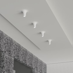 PORTAFARETTO DA INCASSO IN GESSO CERAMICO 39X39 H4,5 CON FORMA CILINDRICA VOLTA VERSO IL BASSO SPORGENZA 23CM COMPLETO DI PORTA