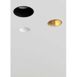 PORTAFARETTO DA INCASSO IN GESSO CERAMICO CON GHIERA NERA A FILO PER 1 GU10 DIAMETRO 12X12XH9 COMPLETO DI PORTALAMPADA