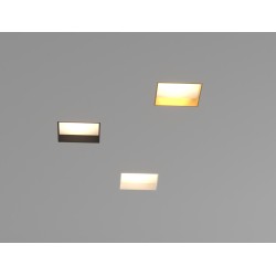 PORTAFARETTO DA INCASSO IN GESSO CERAMICO QUADRATO CON GHIERADI METALLO A FILO ORO PER 1 GX53 11,5X11,5XH8