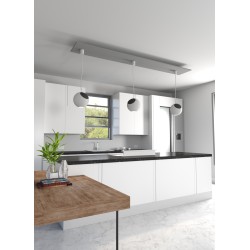 SOSPENSIONE IN GESSO CERAMICO A SFERA CON UNA PARTE DI METALLO ORO ATTACCO GX53 DIAMETRO 25CM CON CAVO BIANCO E COPPA BIANCA