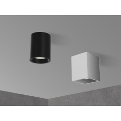 FIXED-Q-B PLAFONE DA SOFFITTO QUANDRATO  IN METALLO BIANCO PER 1 GU10 FISSAGGIO CON FISCHER