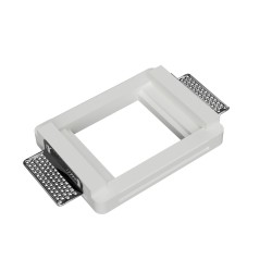 BASE UNIVERSALE DA INCASSO IN GESSO CERAMICO X PUNTI LUCE E COPPETTE 18X14 H3,7 CON ALETTE REGOLABILI