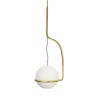 SOSPENSIONE IN METALLO ORO SPAZZOLATO E SFERA ORIENTABILE IN GESSO CERAMICO 45X15CM COMPLETO DI PORTALAMPADA GU10 E MOLLA