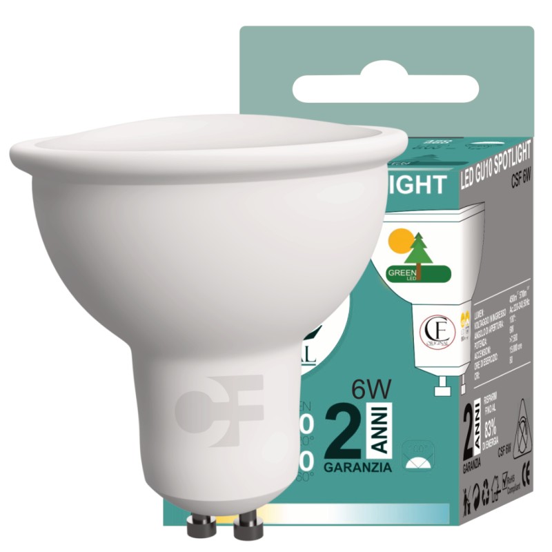 LAMPADINA GU10 6W 6000K LM 570