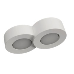 PLAFONE IN GESSO CERAMICO DALLA FORMA DOPPIO CILINDRO 25 CM H6 COMPLETO DI PORTA LAMPADA 2 GX53