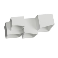 PLAP6 PLAFONE IN GESSO CERAMICO FORMATO DA CINQUE CUBI E PROFILO INFERIORE INCLINATO 37X25 H16 COMPLETO DI PORTA LAMPADA 5 GX53